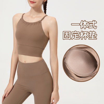 新款性感细带运动内衣防震女一体式健身上衣吊带瑜伽美背文胸背心