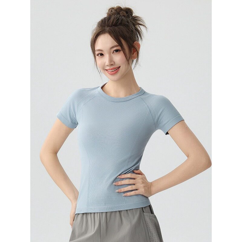 户外运动跑步训练紧身外穿显瘦圆领新款瑜伽服短袖女速干T恤