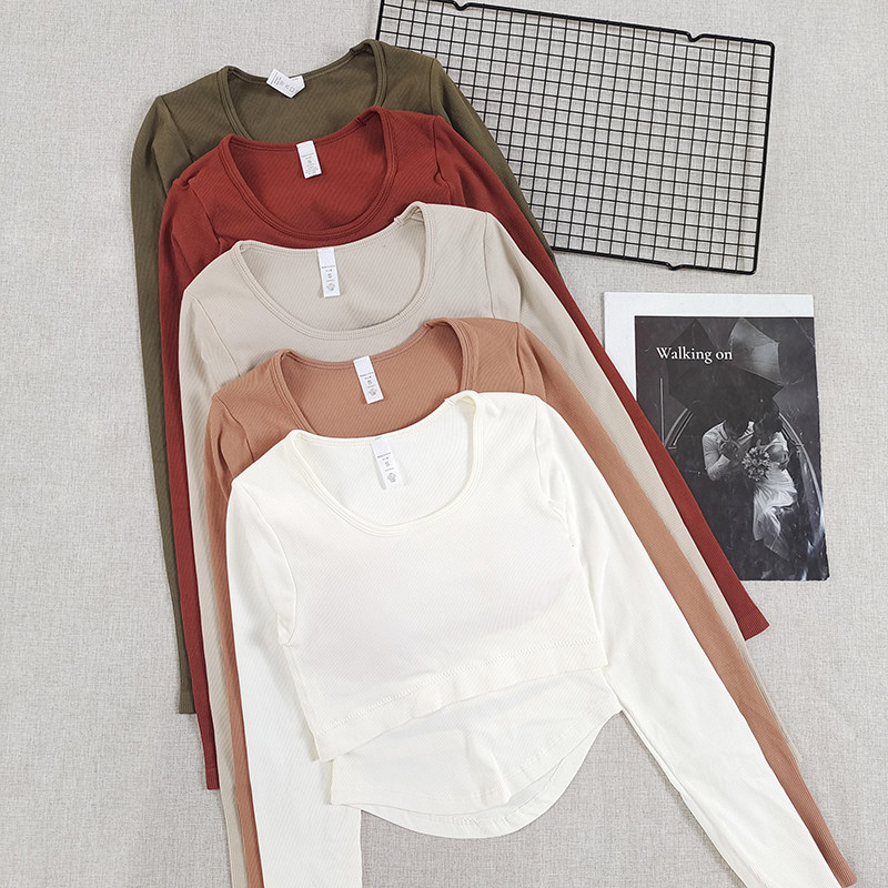 气质U领运动紧身瑜伽服长袖透气一体式胸垫性感跑步健身服上衣秋,运动服/休闲服装,健身衣,淘宝优惠券,粉丝福利购,淘宝优惠卷