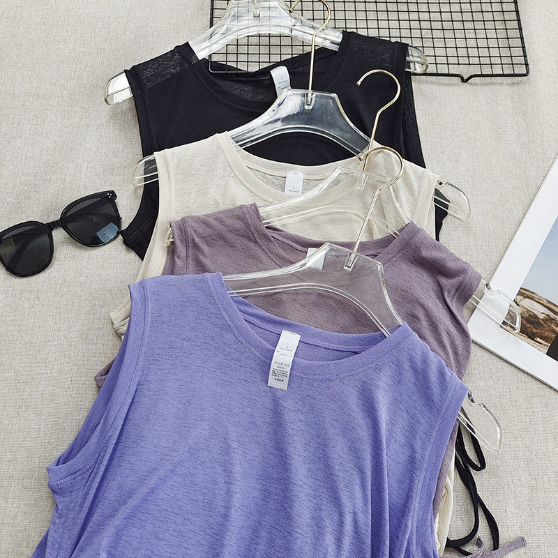 上身超惊艳 ！微透抽绳无袖运动背心宽松遮肉薄款跑步罩衫速干上,运动服/休闲服装,运动背心,淘宝优惠券,粉丝福利购,淘宝优惠卷