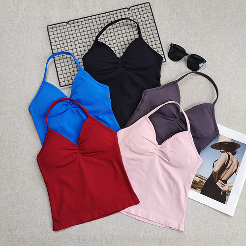 Impact独家新品！Df系列高强度露背防震带胸垫挂脖式运动背心女