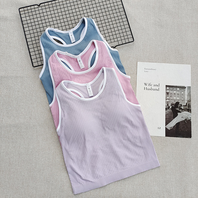 撞色EBB工字运动背心 透气排汗带胸垫短款瑜伽上衣健身显瘦美背