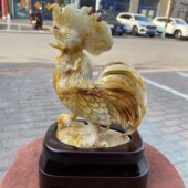 纯天然岫玉公鸡摆件十二生肖鸡摆件岫岩玉玉石公鸡摆件家居风水