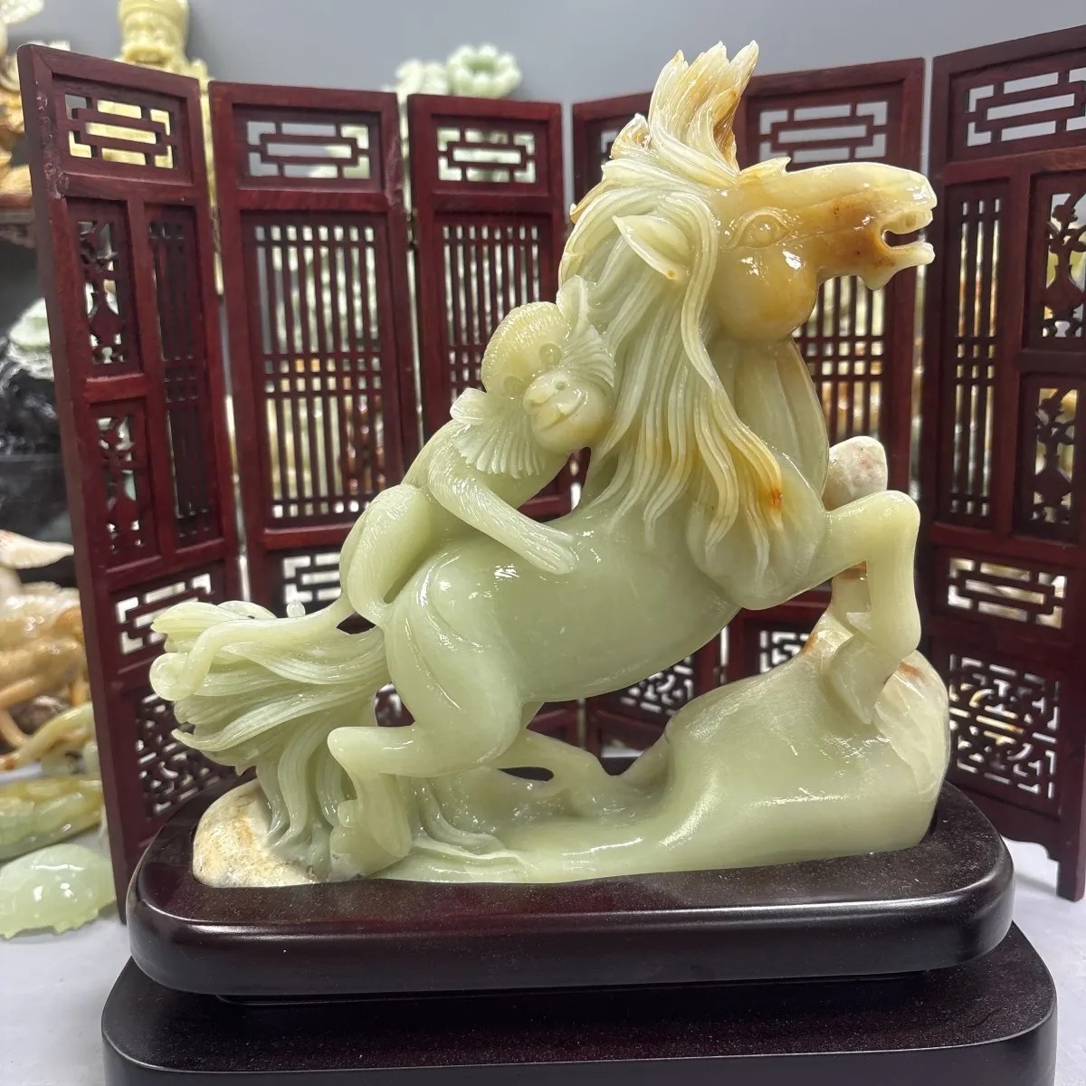 天然玉石摆件岫玉马到成功摆件岫岩玉马到成功摆件马上封侯摆件