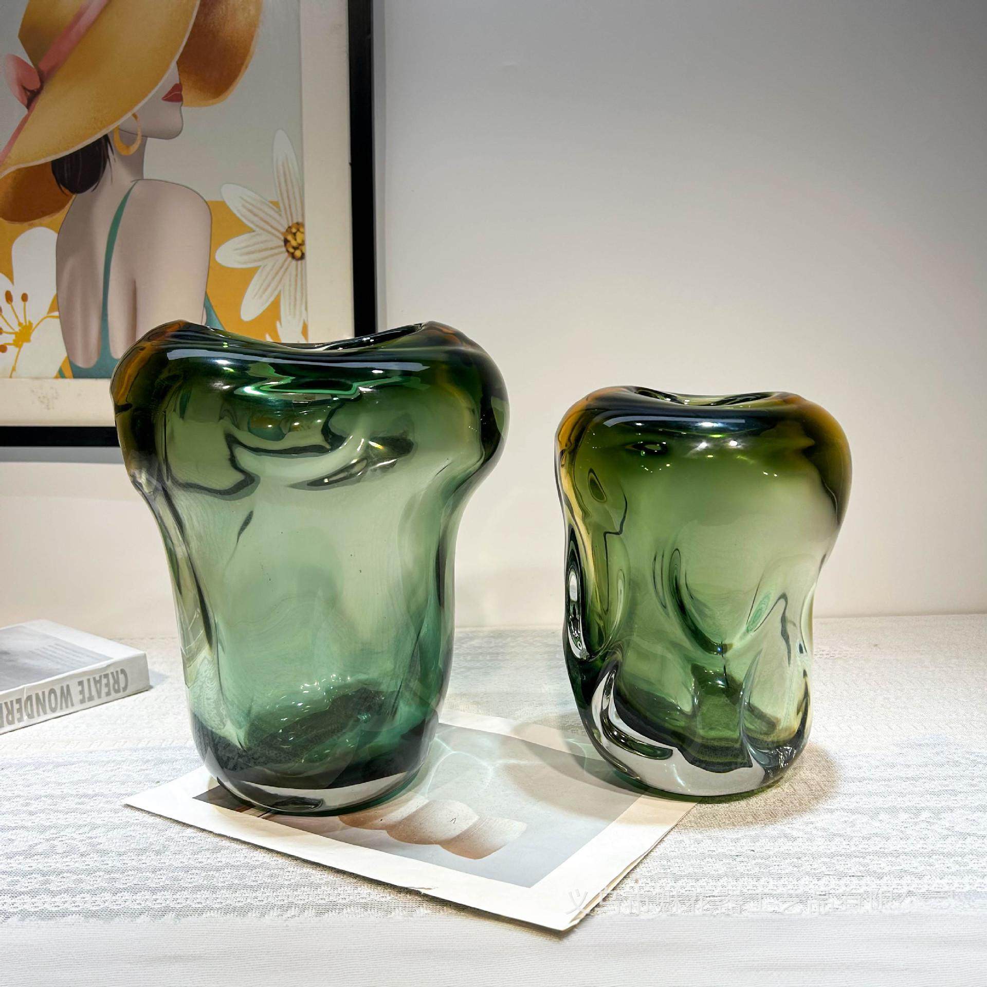 轻奢北欧玻璃花瓶果盘花器样板间家居软装饰品扁形餐厅酒店会所,家居饰品,花瓶,淘宝优惠券,粉丝福利购,淘宝优惠卷