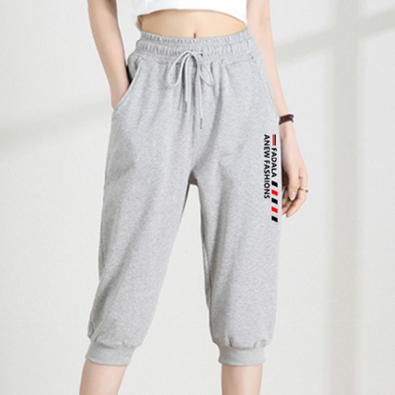 春秋七分裤女装宽松显瘦纯棉休闲大码束脚哈伦裤子夏季透气运动裤