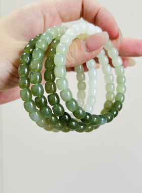 和田玉手链女款晴水绿渐变手串玉石手饰送女友闺蜜生日礼物
