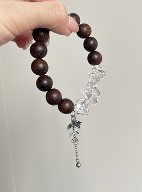 【纯净】沉香老银白水晶随行手串新中式简约设计款清冷感