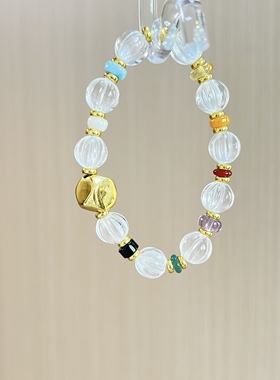 天然白水晶南瓜珠手串女款单圈简约风格饰品礼物送女友闺蜜