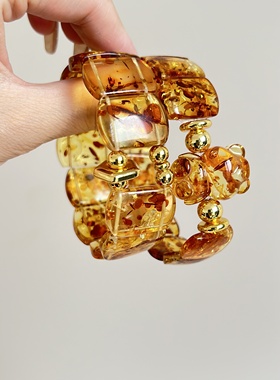 花珀手牌琥珀手牌花珀小熊饰品时尚礼物