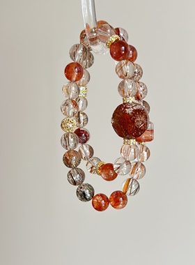 【璀璨星河】天然黑金标七水晶手串幽灵蛋面双圈奢华精致设计款