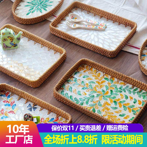 进口手工藤编贝壳北欧小清新环保