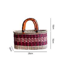 Vietnamese imported seaweed woven bags, hand-woven straw baskets, beach bags, vegetable baskets, African elements, ins style, Nordic style thumbnail 6