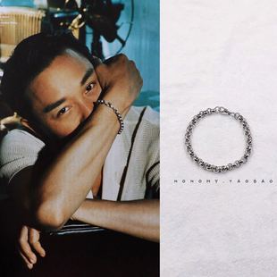 张国荣哥哥Leslie明星同款手链钛钢情侣四季相伴手镯环圈风再起时