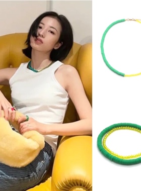 周雨彤同款彩色软陶串珠明星项链