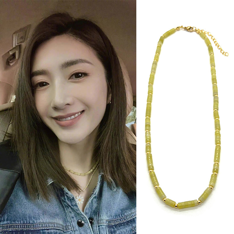 江疏影同款希腊半玉石项链女夏季波西米亚风ins锁骨链颈链欢乐颂3