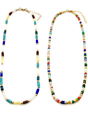 AC原创设计多彩色天然石金珠项链锁骨圈choker国潮百搭酷气质饰品