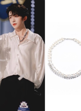 刘宇孟佳同款双层拼接项链