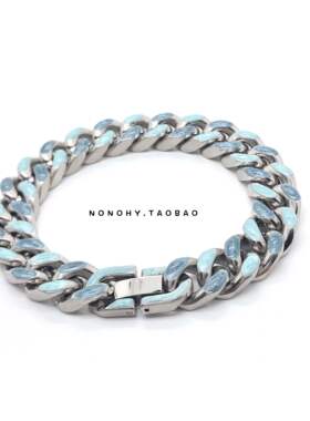 王嘉尔未来同款双排多色钛钢古巴链星空蓝冰梅粉手链情侣礼物简约