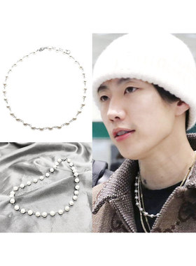 朴宰范同款贝壳珍珠弯针相连项链圈周新潮酷轻奢百搭 PAPK