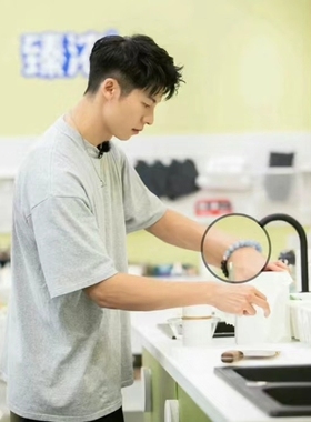 许光汉同款白海蓝玉石黑曜石手链串