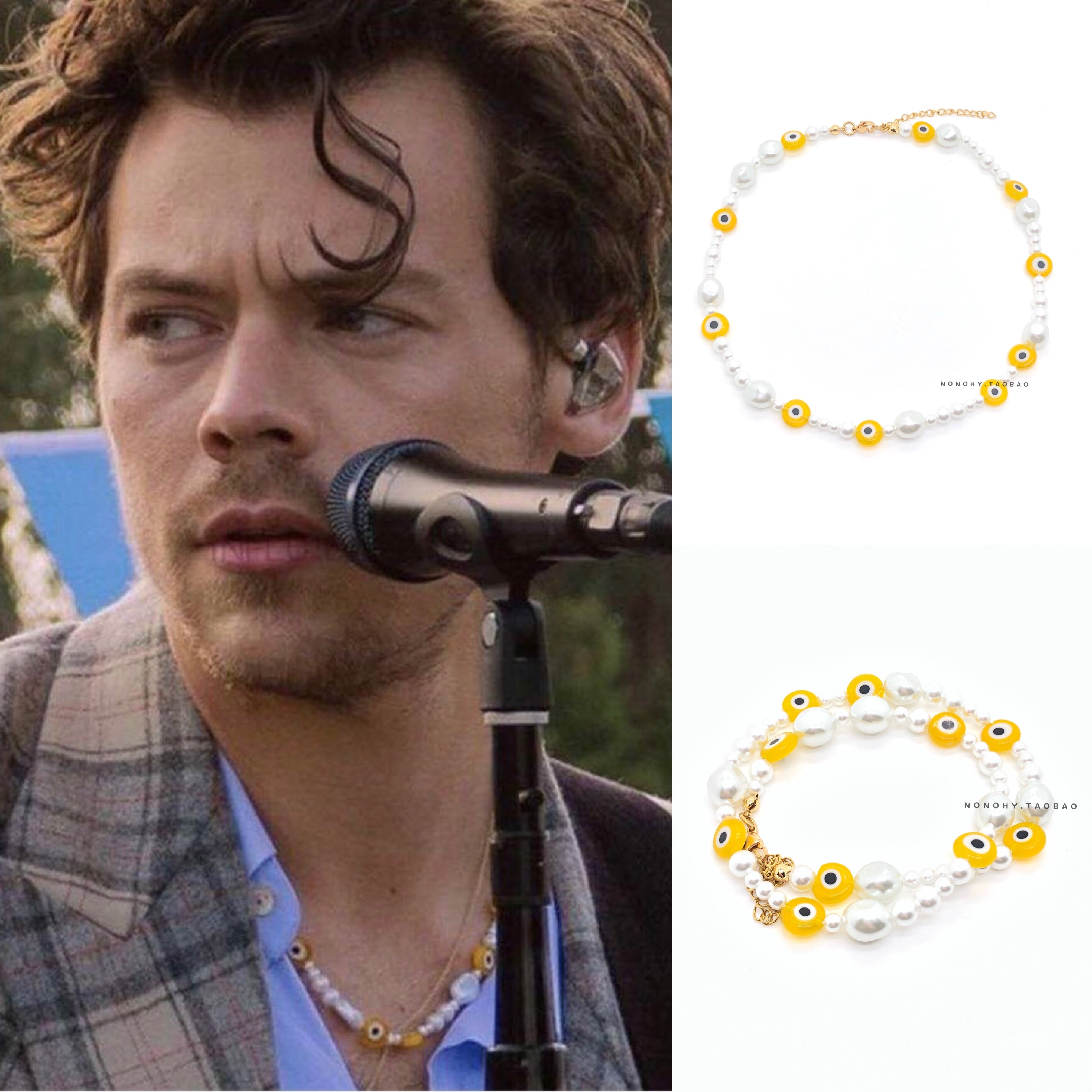 harrystyles哈利·斯泰尔斯同款珍珠糖果眼睛项链恶魔之潮酷eliou