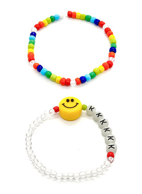 AC2022新款明星同款夜光6K王笑脸彩珠手链舞场蹦迪个性潮酷耶饰品