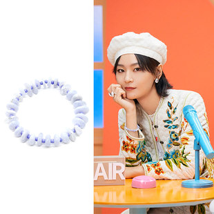 周笔畅笔同款不规则天然石淡白紫色串扁珠手链环潮酷百搭声生不息