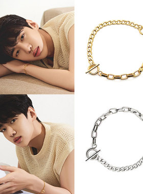 语义错误灿尼朴宰灿同款金钢色圈扣拼接手链时尚青春百搭潮酷韩剧