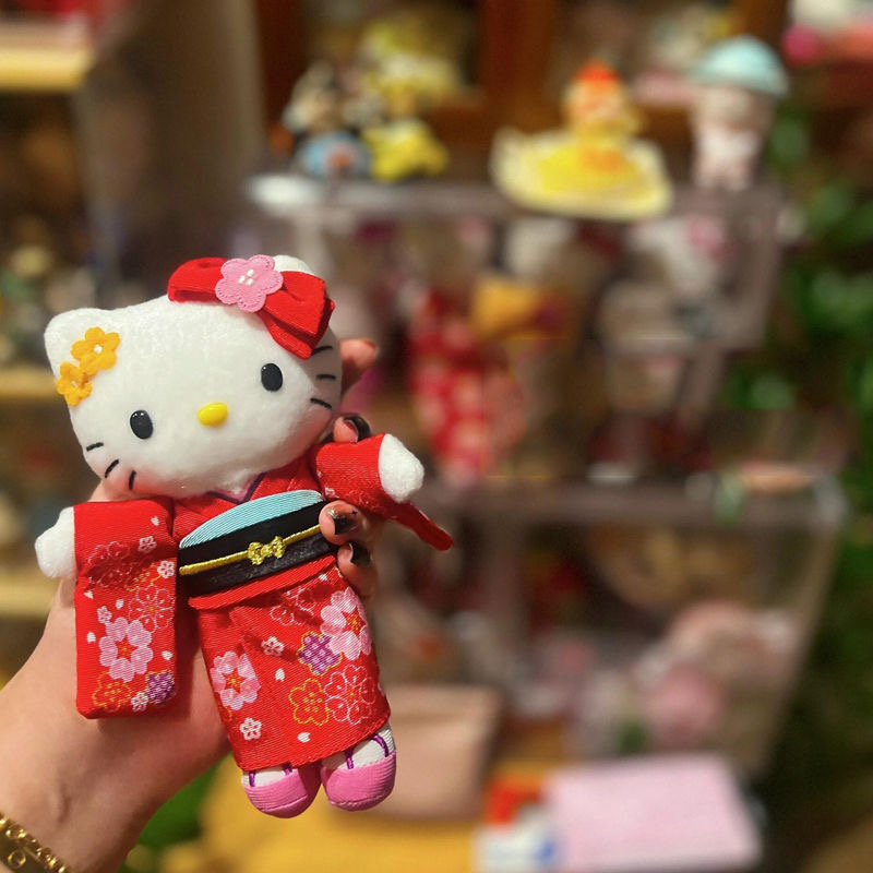 实拍-Kitty猫凯蒂猫和服长腿日系挂饰公仔钥匙扣毛绒挂件玩偶礼物