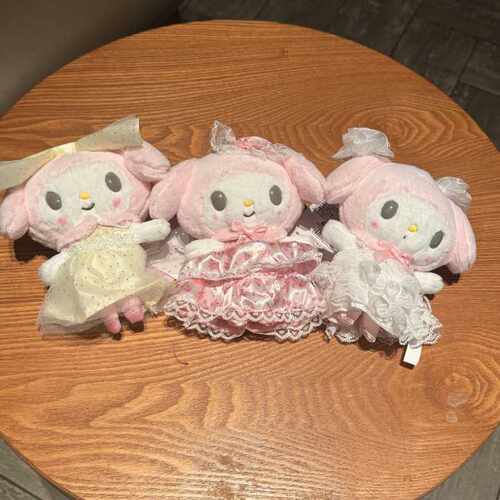实拍-日本乐蒂生日花嫁系列纯白婚纱碎花裙挂件毛绒公仔背包挂饰
