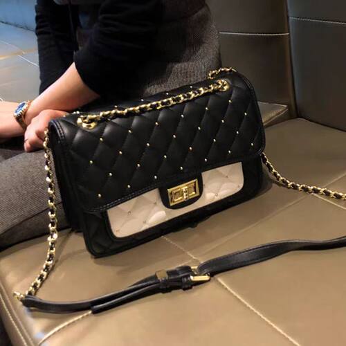 香港专柜正品羊皮女包新款菱格