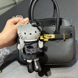 日本黑色长腿黑天使kitty猫毛绒公仔玩偶女包挂件KT猫爱心扣挂饰