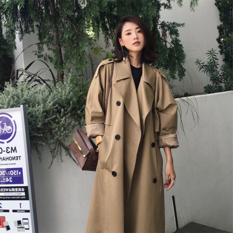 2026春秋季新款韩版中长款风衣女ins休闲卡其色学生流行外套女
