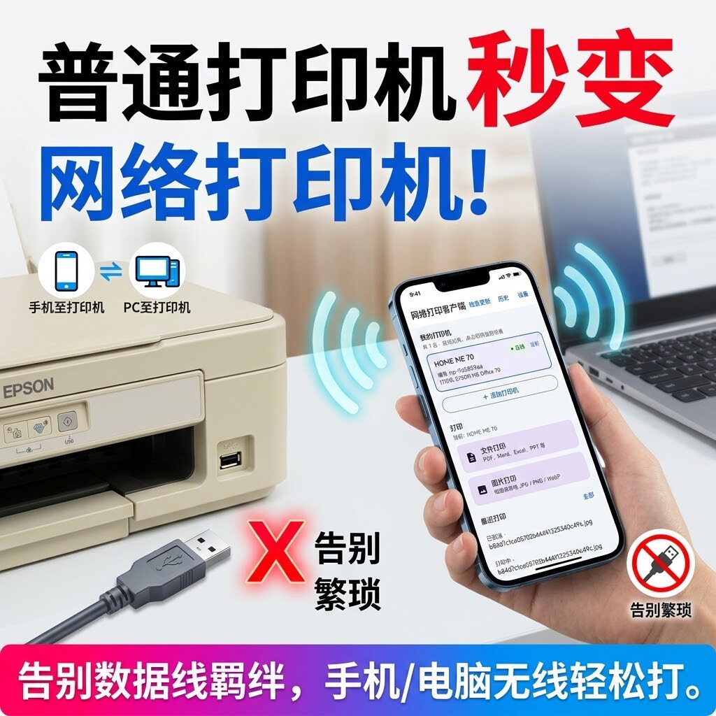 打印机转网络云打印服务器 手机无线打印 远程或局域网共享打印机