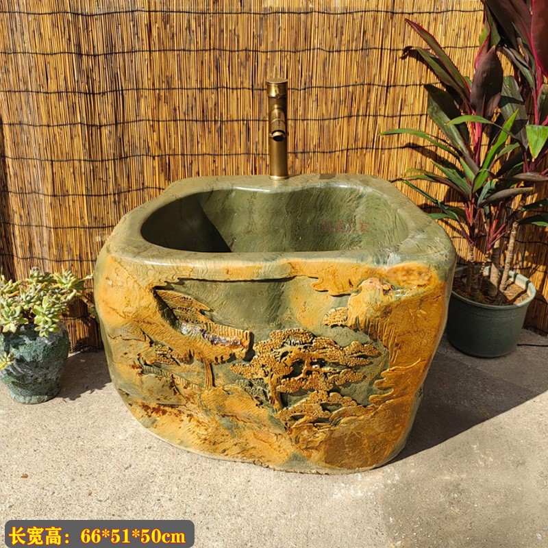 端砚石地拖把池花园户外阳台石头矮款儿童洗手盆室外洗水槽墩布池