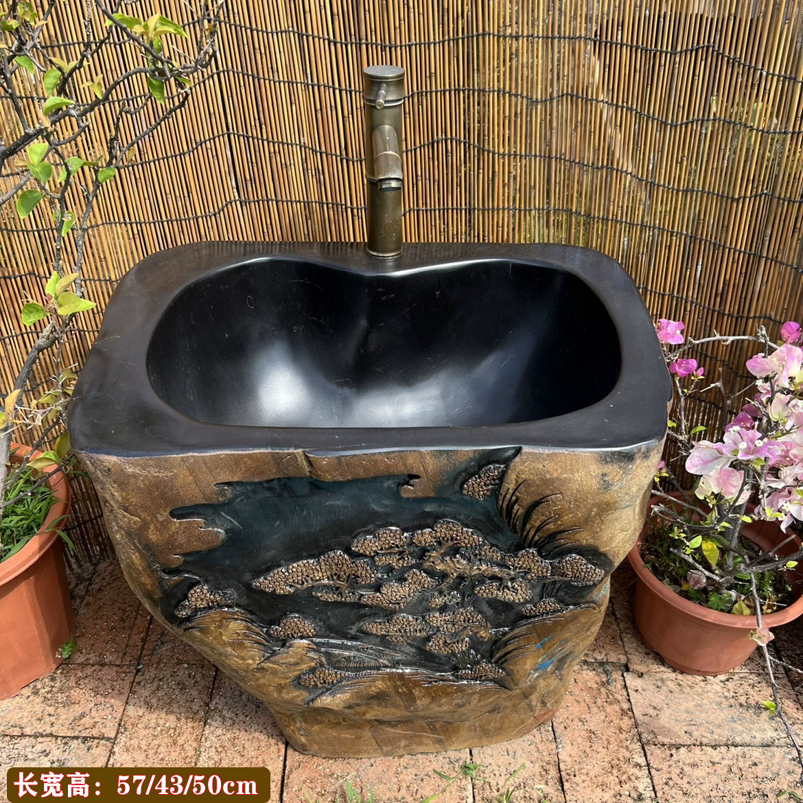 天然黑砚石一体墩布池矮洗水池