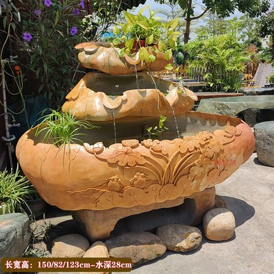 天然石头三层艺术流水鱼缸摆件