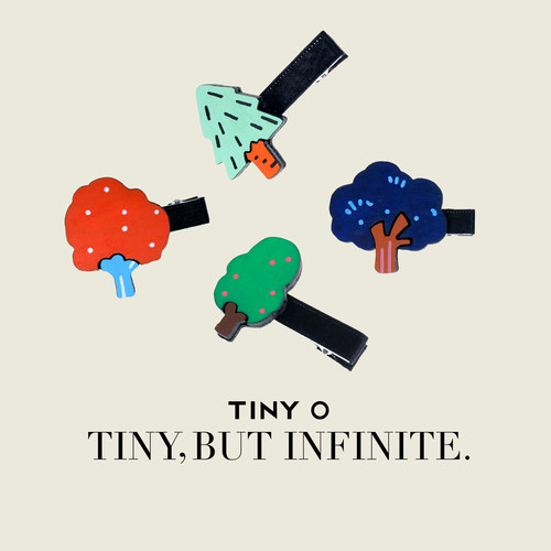 TINY O原创 树下 森系可爱发夹精致小众刘海夹侧边夹木质手绘发饰