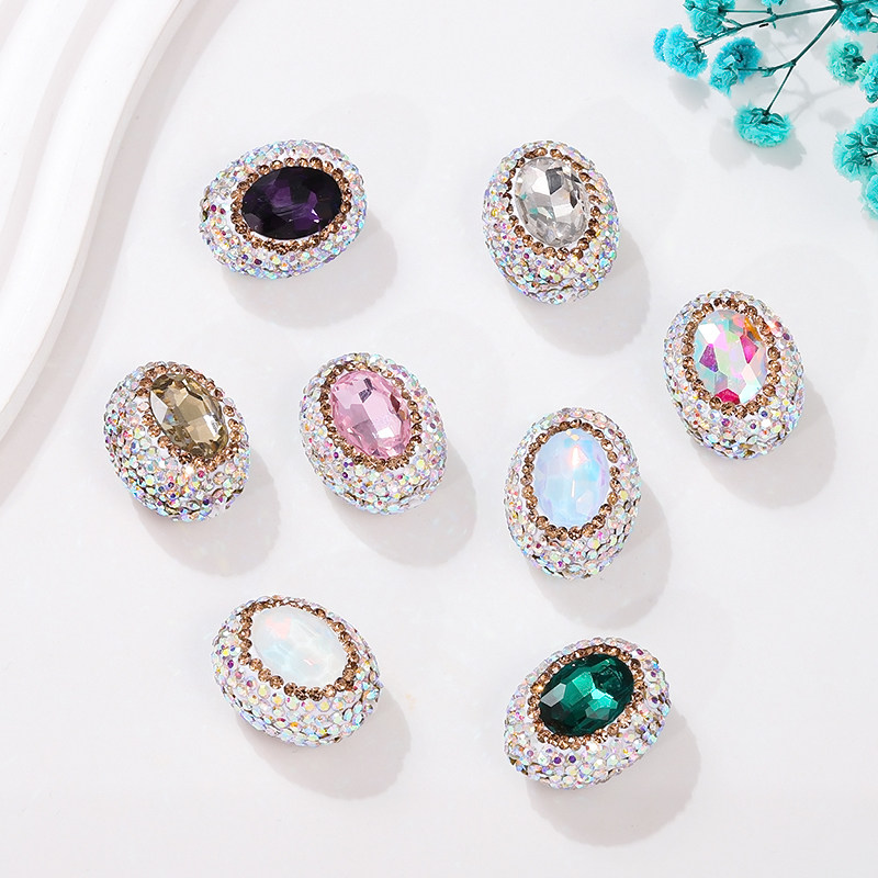 香巴拉软陶泥满钻椭圆西域公主鸽子蛋直孔钻球 diy饰品配件材料