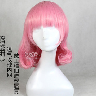 东方Project西行寺 幽幽子 粉色卷发收脸短发动漫cosplay假发