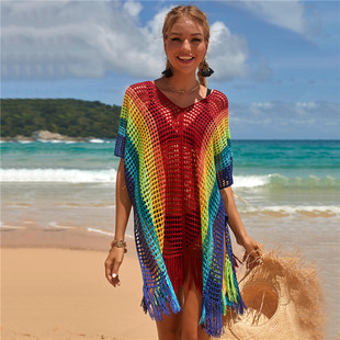 温泉比基尼外套单件 宽松镂空性感沙滩针织衫 欧美新款 泳衣外搭罩衫