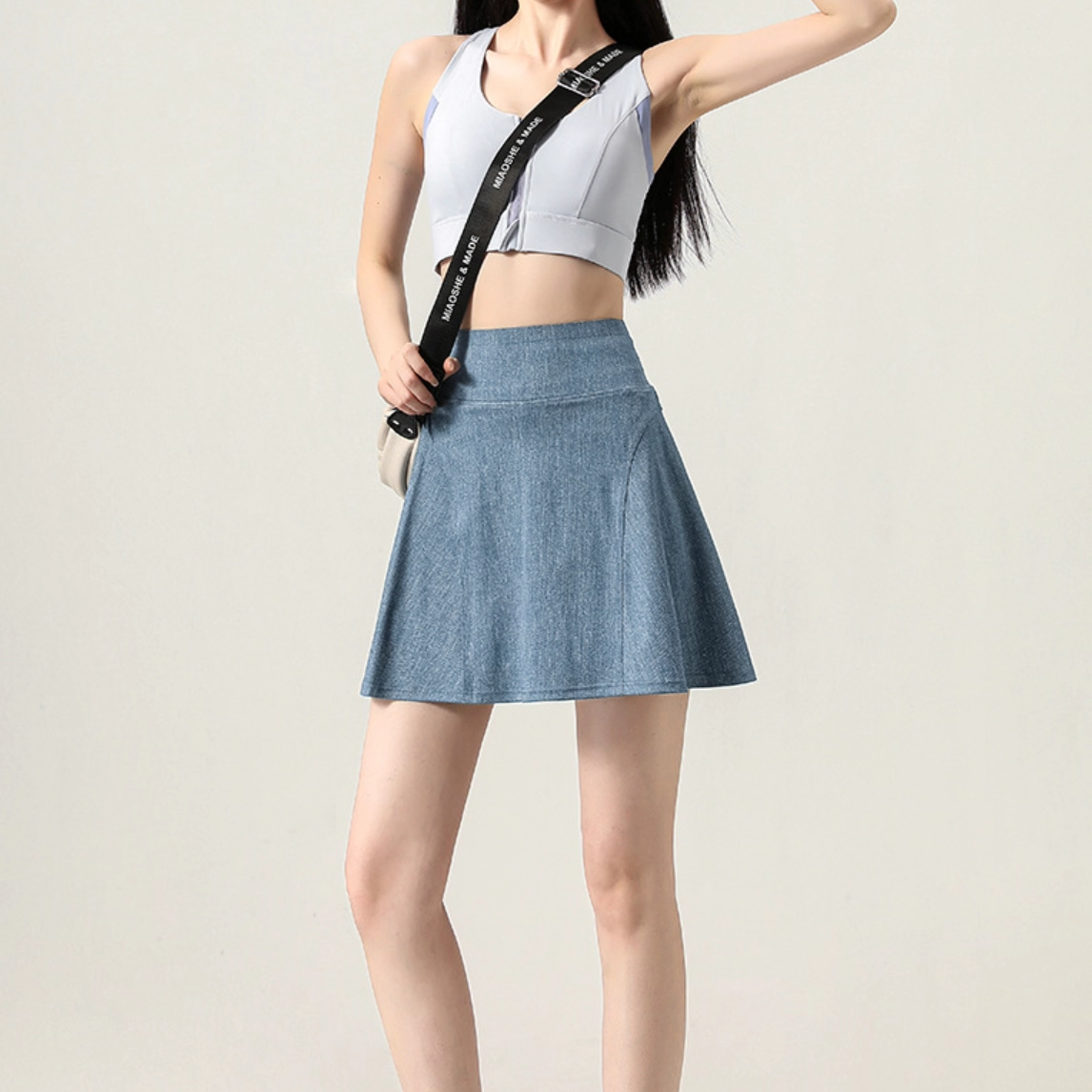 假两件牛仔运动短裙女春夏薄款透气防走光健身舞蹈瑜伽半身裙裤潮