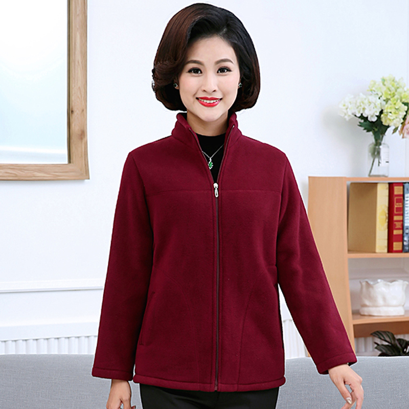 妈妈奶奶装外套老年人抓绒卫衣