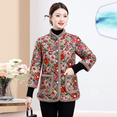 新款妈妈秋冬半袖马夹加绒保暖马甲中老年女装冬装时尚加厚小棉衣