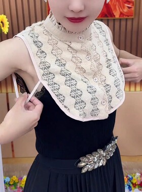 假领子网红蕾丝假衣领半高领假领子上档次加绒加厚蕾丝百搭立领