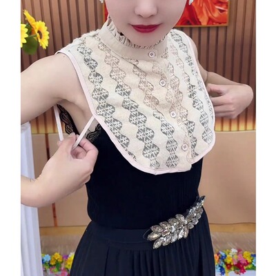 假领子网红蕾丝假衣领半高领假领子上档次加绒加厚蕾丝百搭立领