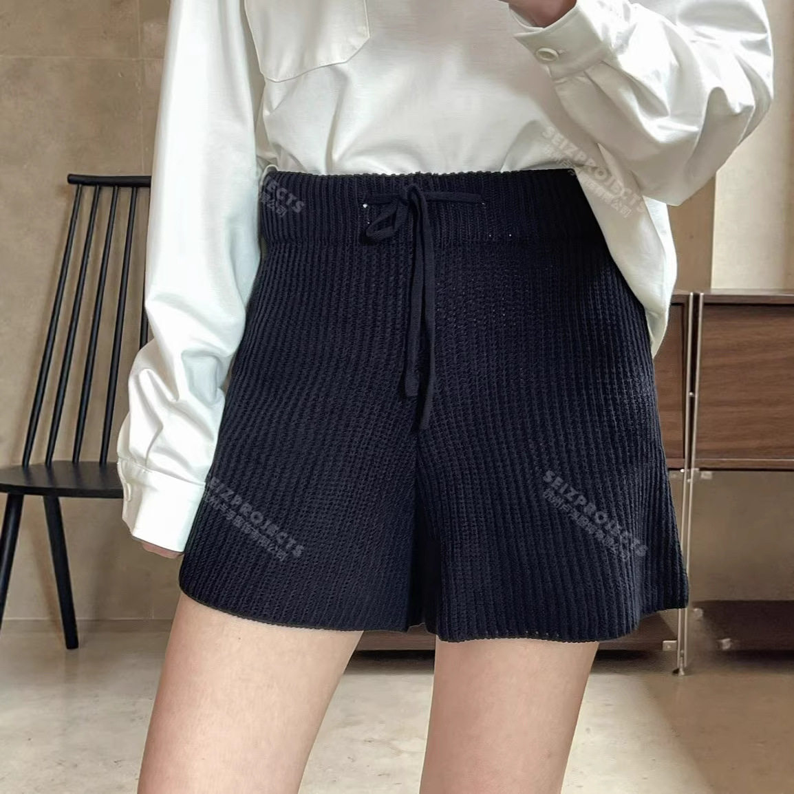 有乐「私密款」夏季新韩版时髦高腰针织短裤廓形显瘦a字休闲裤女