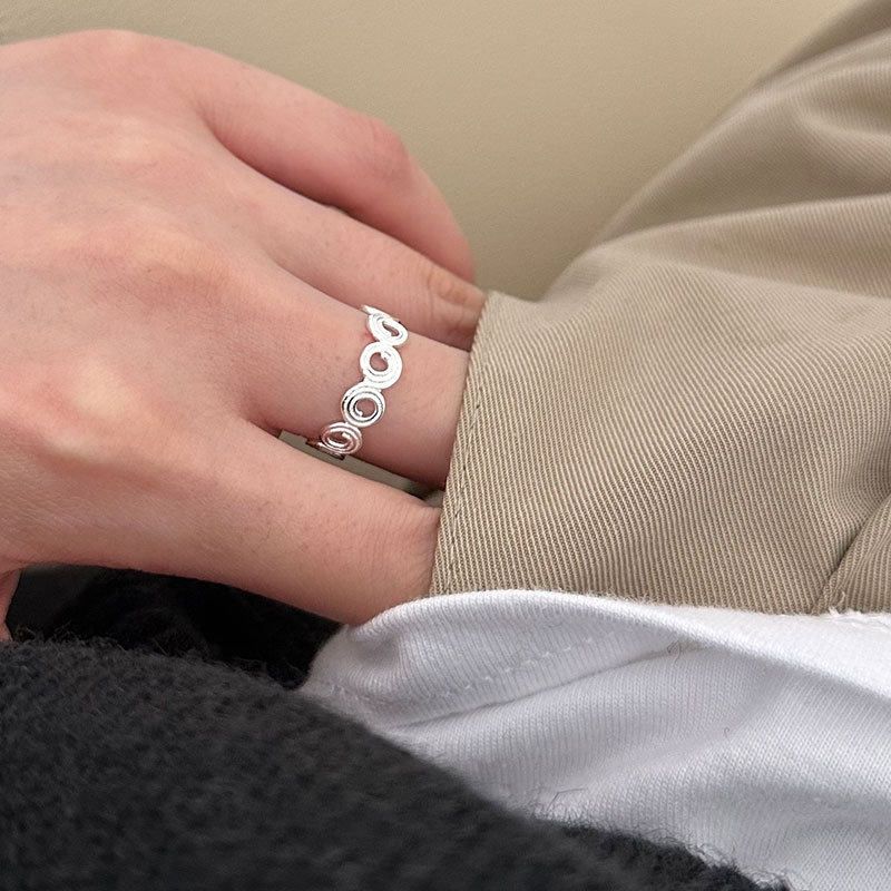 925纯银圆圈戒指女韩国简约时尚