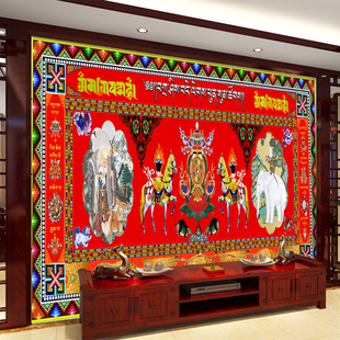定制藏式 藏族四瑞布艺挂画客厅卧室厨房酒店背景墙西藏网红挂布